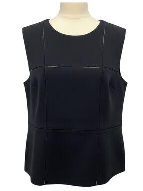 THE ROW BLACK 'GRIDA' GRID PATTERN SLEEVELESS SCUBA JERSEY CROPPED TOP